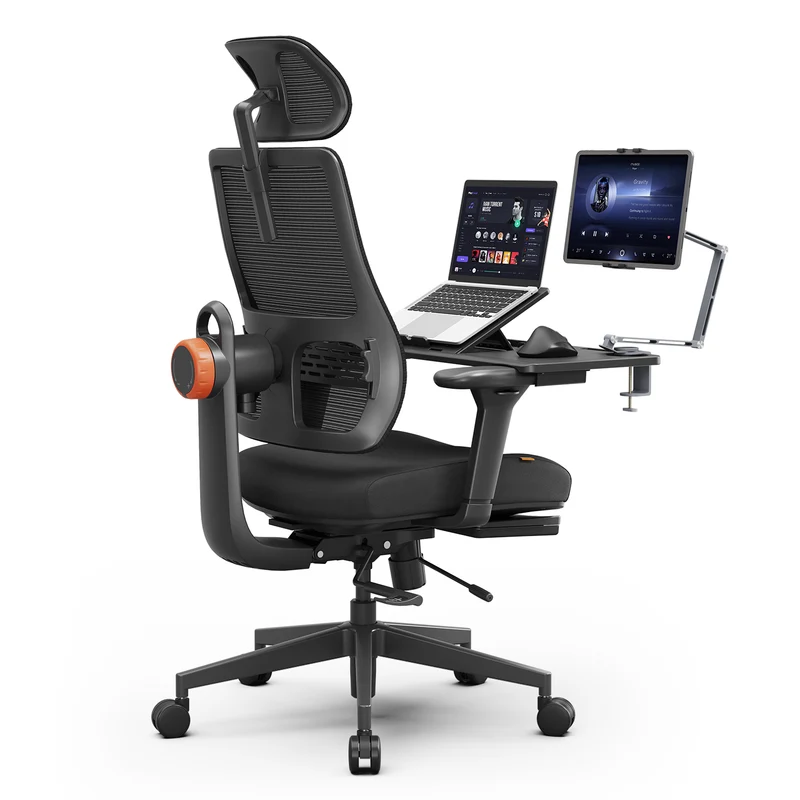 Magic H-BP Ergonomic Office Chair with Laptop Table-Black