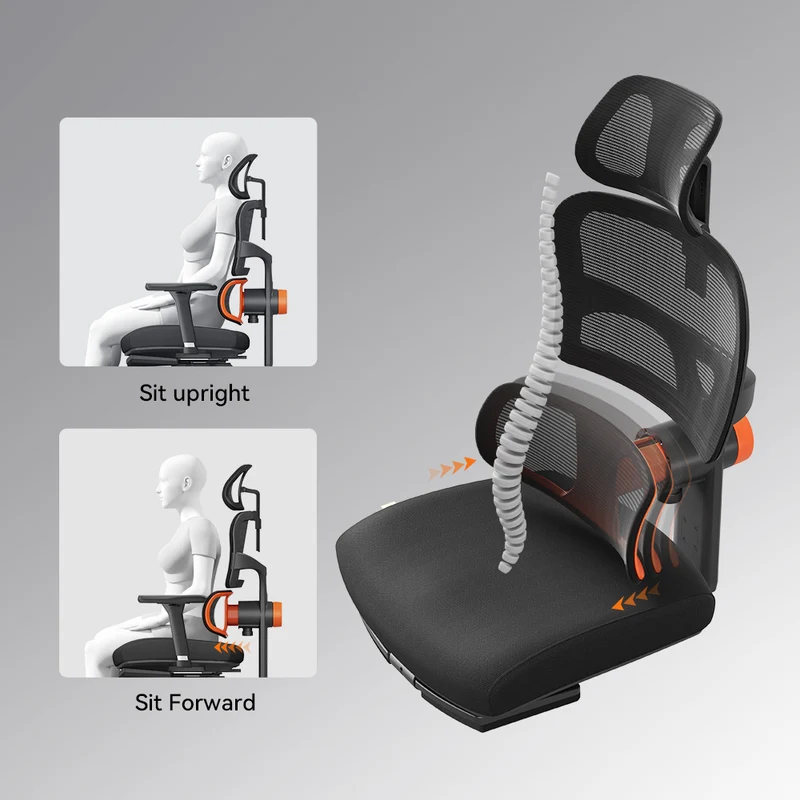 NT002 Ergonomic Home Office Chair with Auto-Following Lumbar Support & Footrest