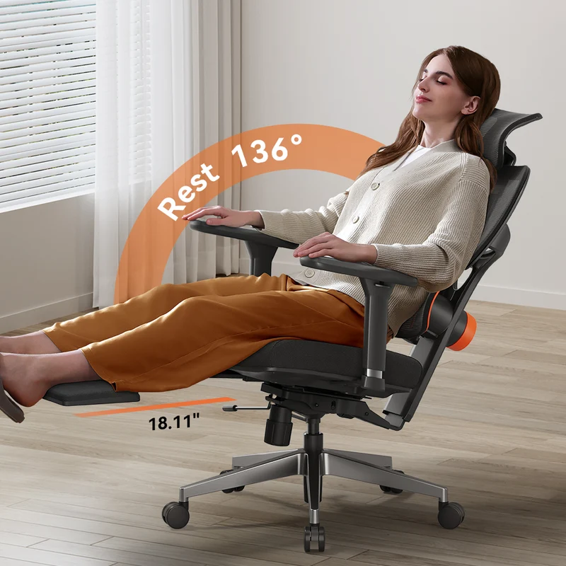 NT002 Ergonomic Home Office Chair with Auto-Following Lumbar Support & Footrest