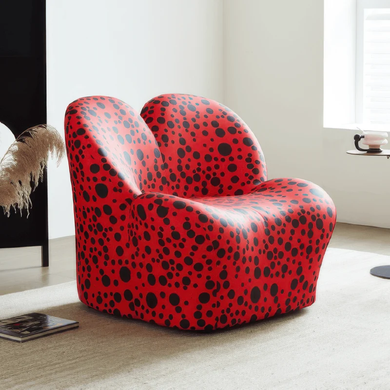 Petal Sculptural Accent Sofa in Printed Leather