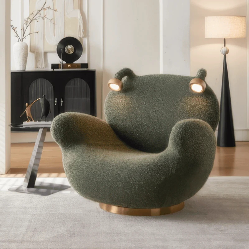 Crab Sculptural Lounge Chair with Rotating Base & Ambient Light