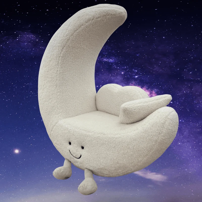 Giant Crescent Moon Lounger - Ivory Bouclé Nursery Sofa