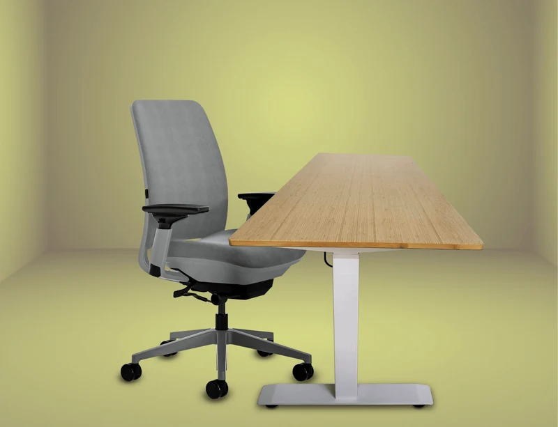 Steelcase Amia Chair and Herman Miller Top Bamboo Standing Desk Bundle