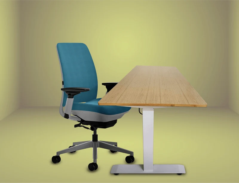 Steelcase Amia Chair and Herman Miller Top Bamboo Standing Desk Bundle