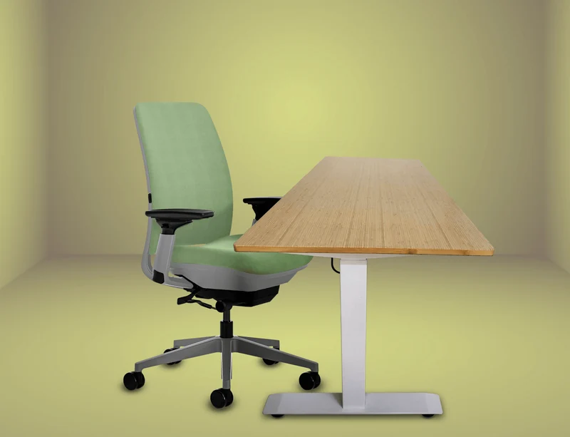 Steelcase Amia Chair and Herman Miller Top Bamboo Standing Desk Bundle