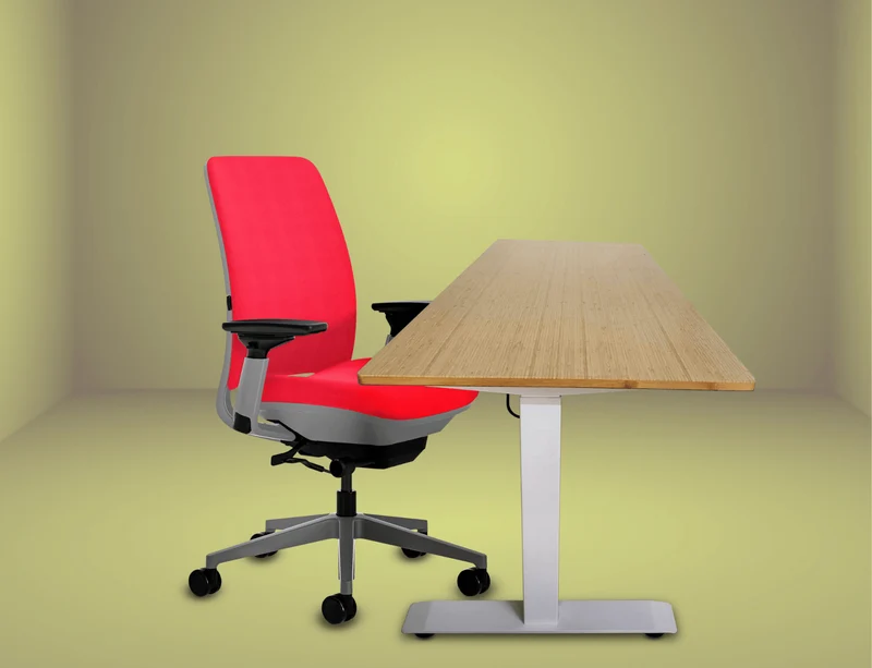Steelcase Amia Chair and Herman Miller Top Bamboo Standing Desk Bundle