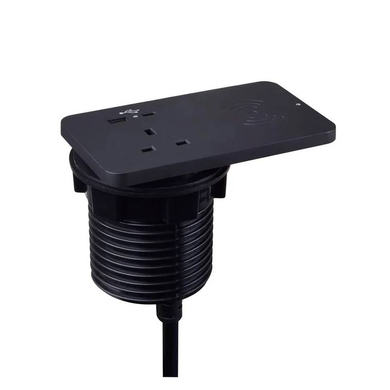 Rectangular Ion Duo Power Module In-desk in Black