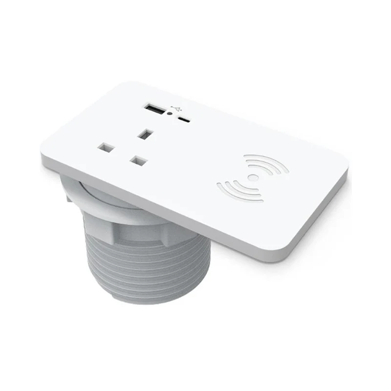 Rectangular Ion Duo Power Module In-desk in White