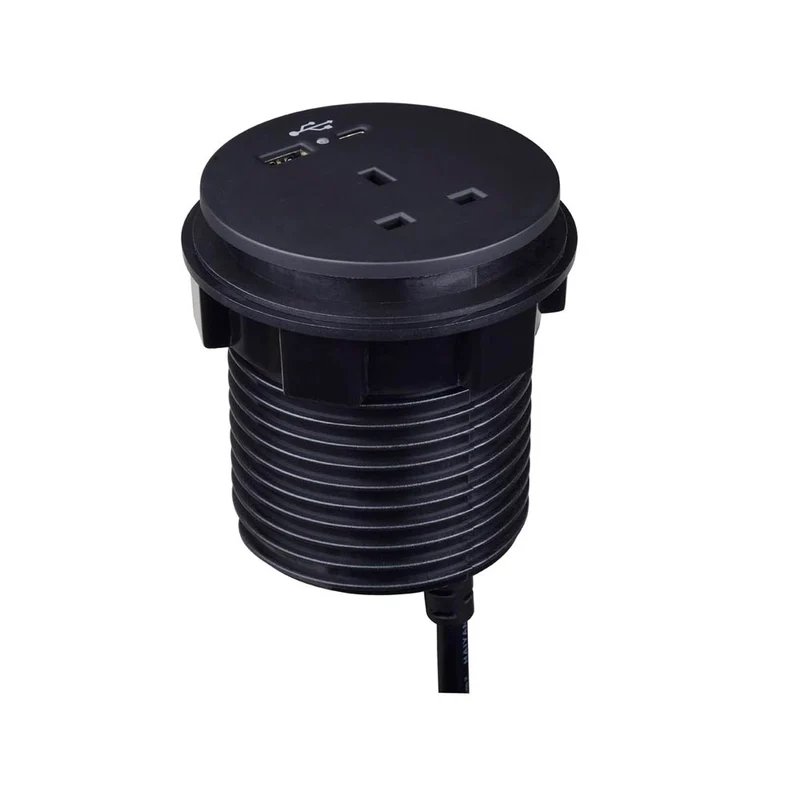 Round Ion Duo Power Module In-desk in Black