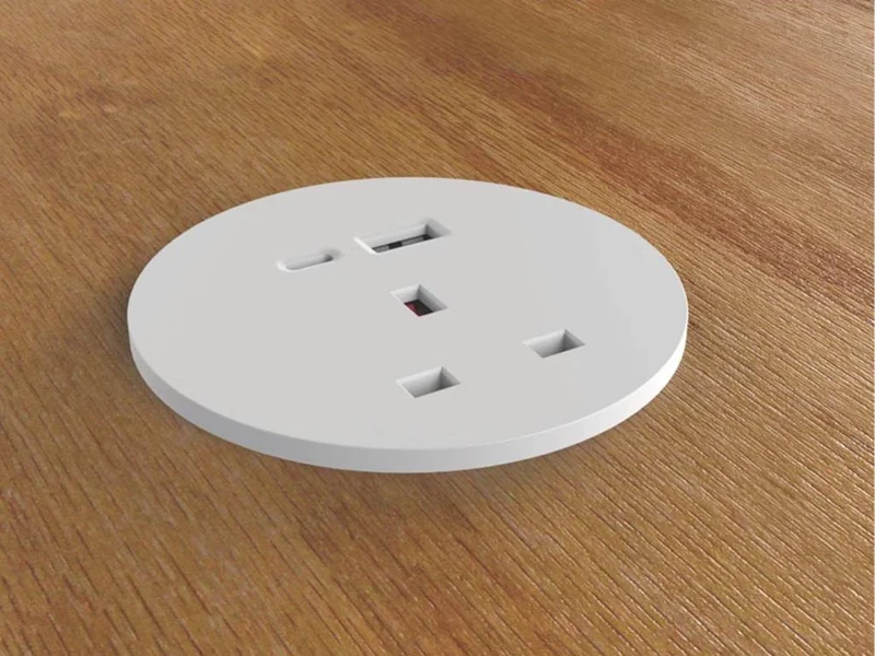 Round Ion Duo Power Module In-desk in White