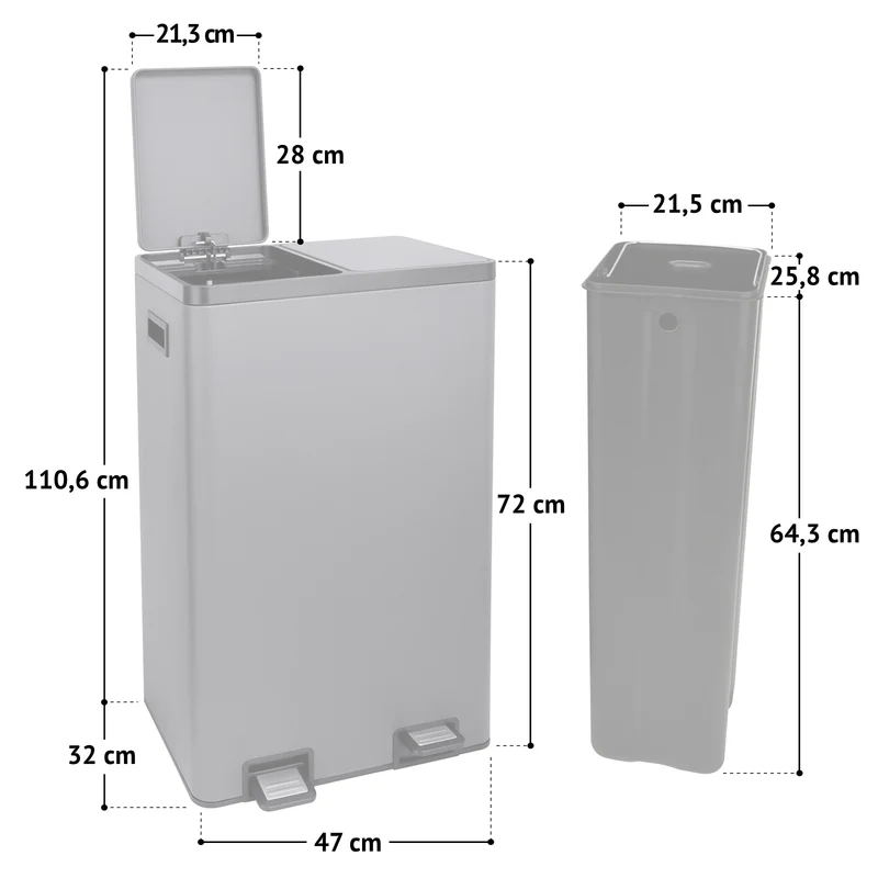 B-Ware TMH2X30 Mülleimer Grau