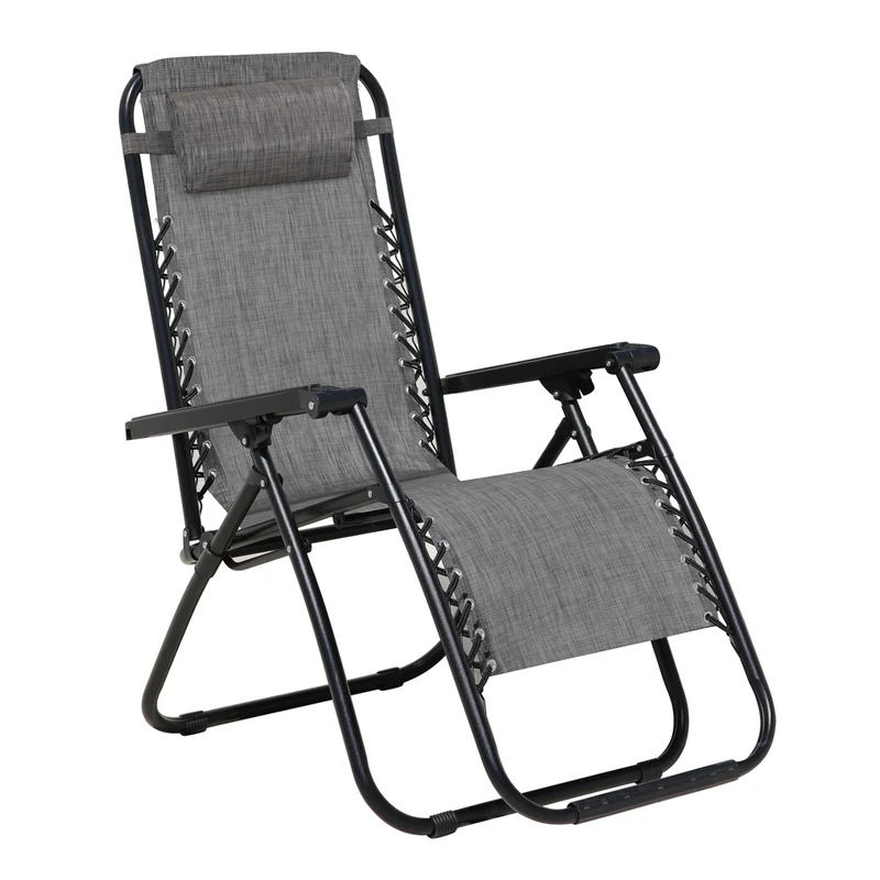 B-Ware Gartenstuhl 2er Set mit Kopfkissen Grau