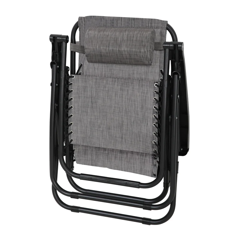 B-Ware Gartenstuhl 2er Set mit Kopfkissen Grau