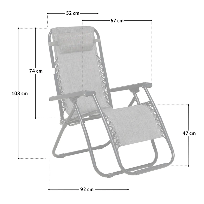 B-Ware Gartenstuhl 2er Set mit Kopfkissen Grau