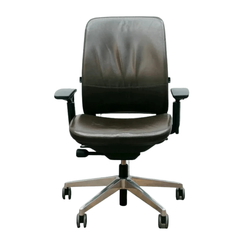 Steelcase Amia Brown Leather - Platinum Frame (Refurbished)