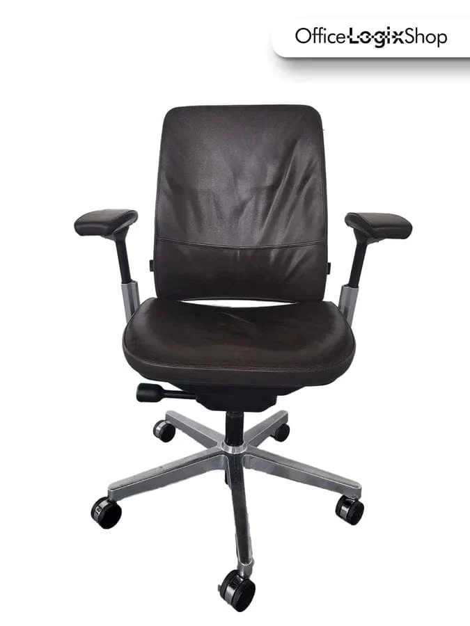 Steelcase Amia Brown Leather - Platinum Frame (Refurbished)