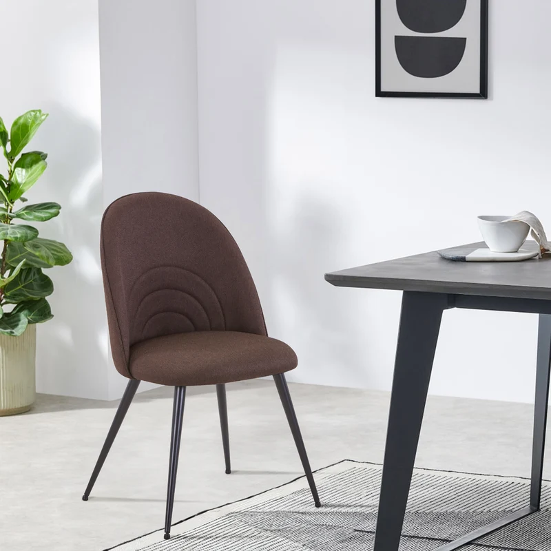 B-Ware ANITA 2er Set Esszimmerstühle Stoff Braun