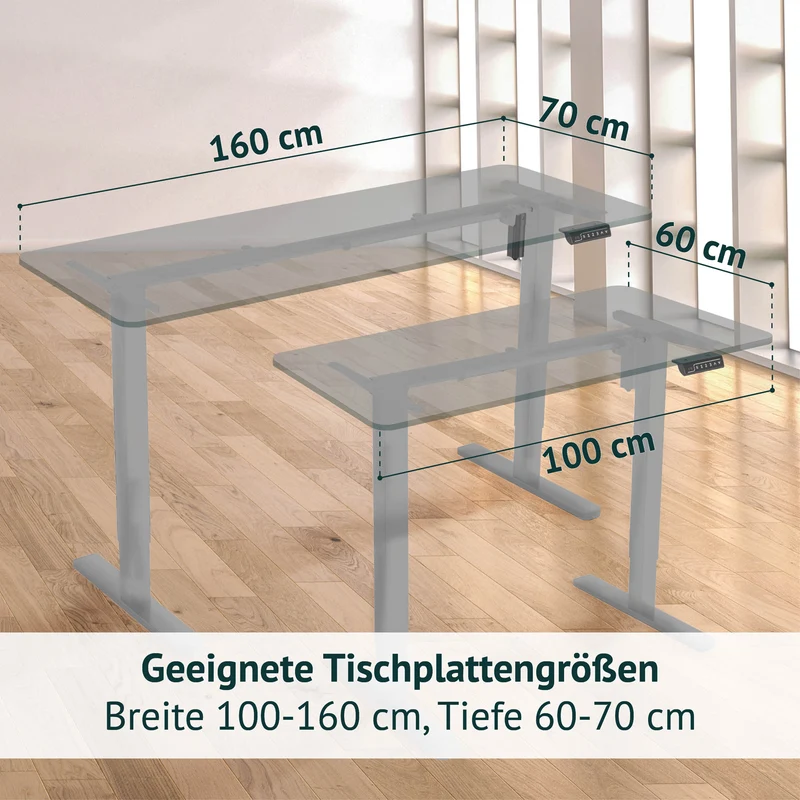 B-Ware JIRI Schreibtischgestell höhenverstellbar Einzelmotor Grau
