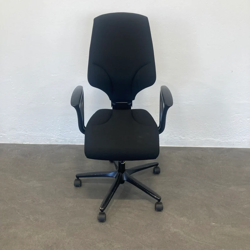 Giroflex G64 Bürodrehstuhl mit Armlehnen - Schwarz gemustert - gesteppte Nähte