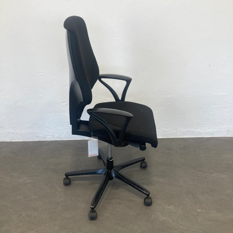 Giroflex G64 Bürodrehstuhl mit Armlehnen - Schwarz gemustert - gesteppte Nähte