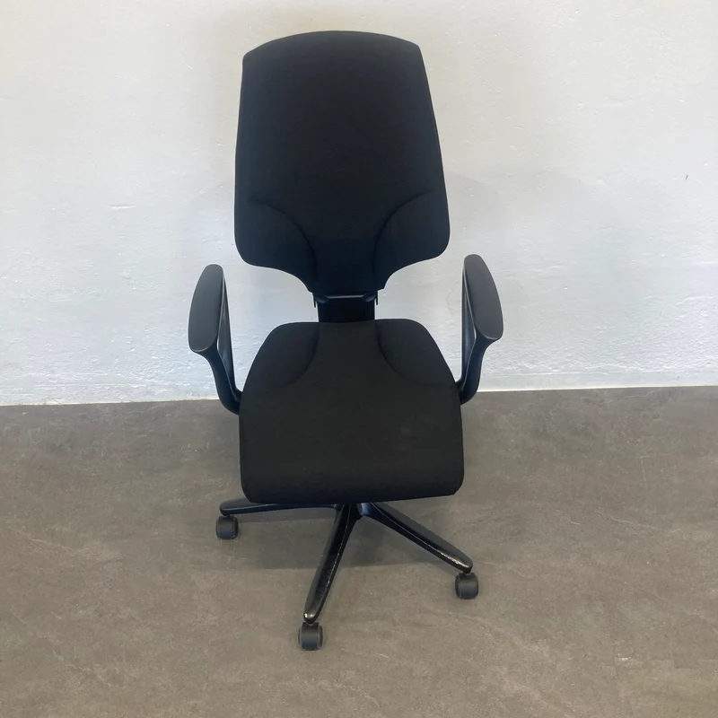Giroflex G64 Bürodrehstuhl mit Armlehnen - Schwarz gemustert - gesteppte Nähte
