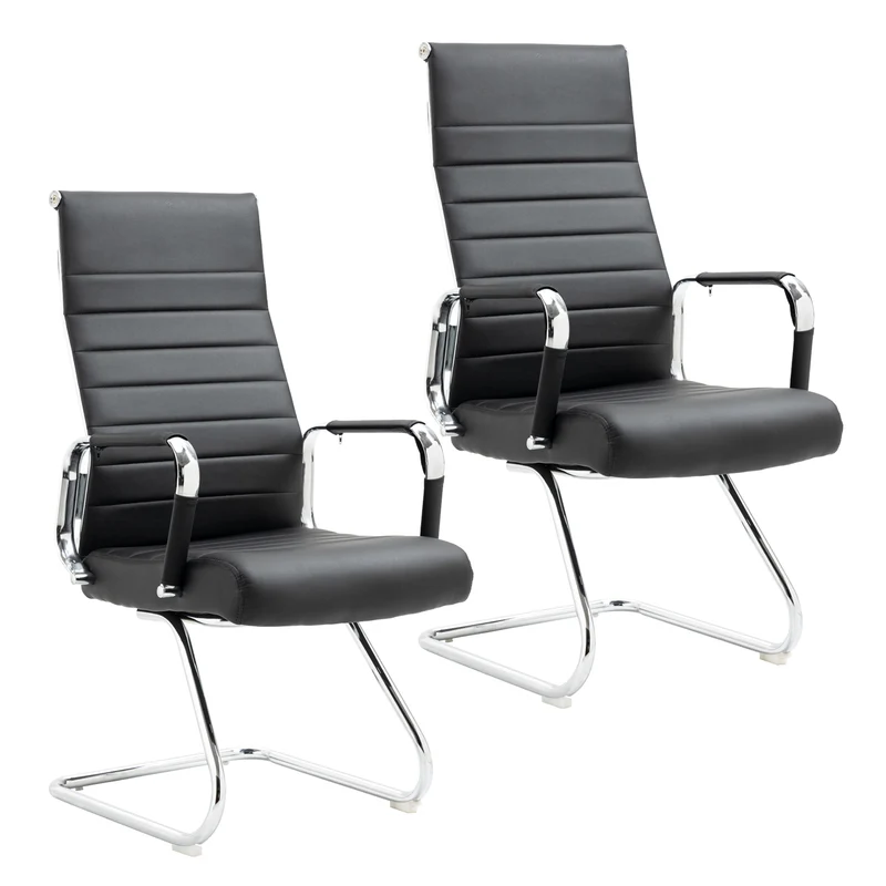 B-Ware 2er Set OFFICE COMFORT Besucherstuhl Kunstleder Schwarz