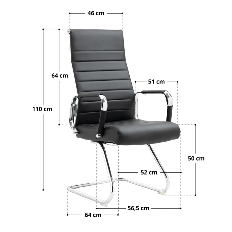 B-Ware 2er Set OFFICE COMFORT Besucherstuhl Kunstleder Schwarz