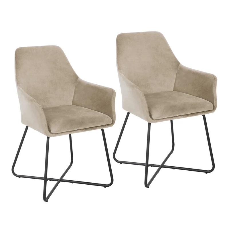 B-Ware JOSIE Dining 2er Set Stoff Hellbraun