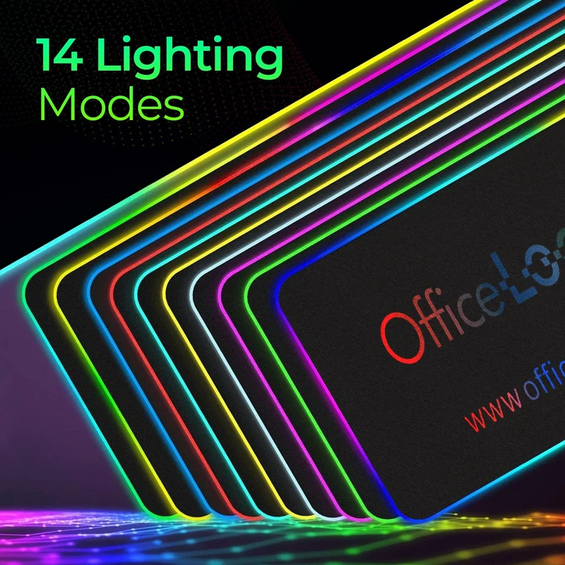 Large RGB LED Mouse Pad - Illuminated Gaming Mat for Precision and Style (Officelogix Logo, Large)