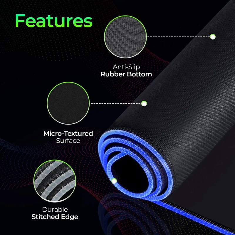 Large RGB LED Mouse Pad - Illuminated Gaming Mat for Precision and Style (Officelogix Logo, Large)