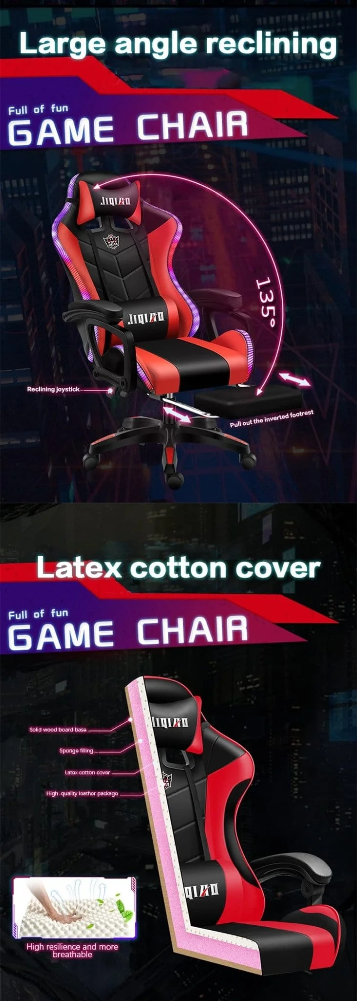 Gaming Chair with Light and Massage Lumbar support (New)