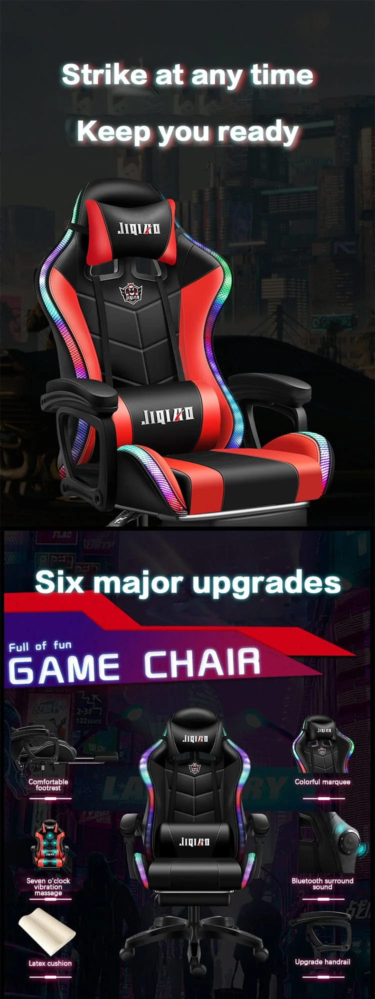 Gaming Chair with Light and Massage Lumbar support (New)