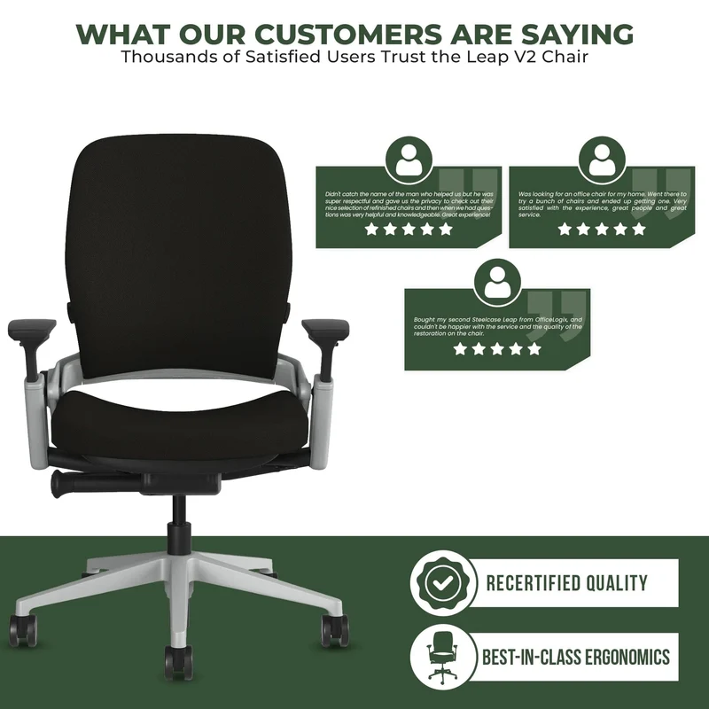 Steelcase Leap V2 Chair (Platinum Frame) Fully Renewed