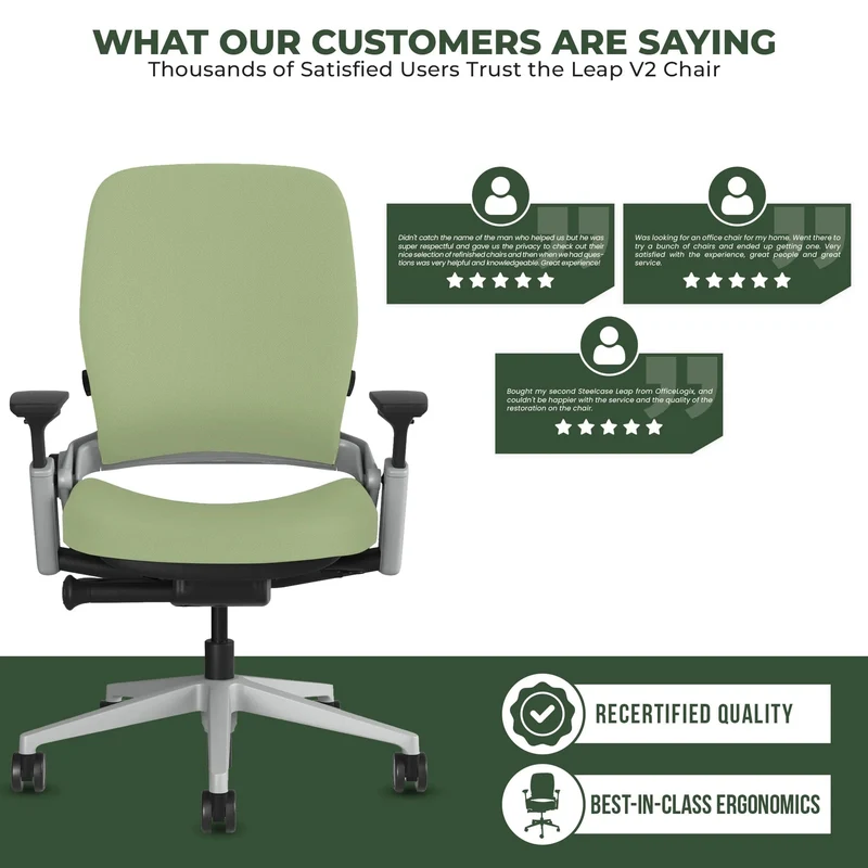 Steelcase Leap V2 Chair (Platinum Frame) Fully Renewed