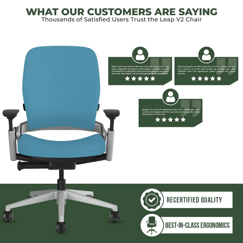 Steelcase Leap V2 Chair (Platinum Frame) Fully Renewed