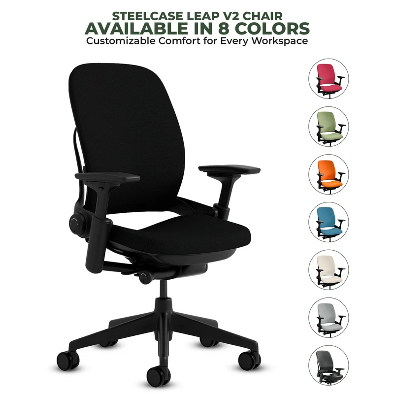 Steelcase Leap V2 Chair (Black Frame) Fully Renewed (ETA 10 Business Days)