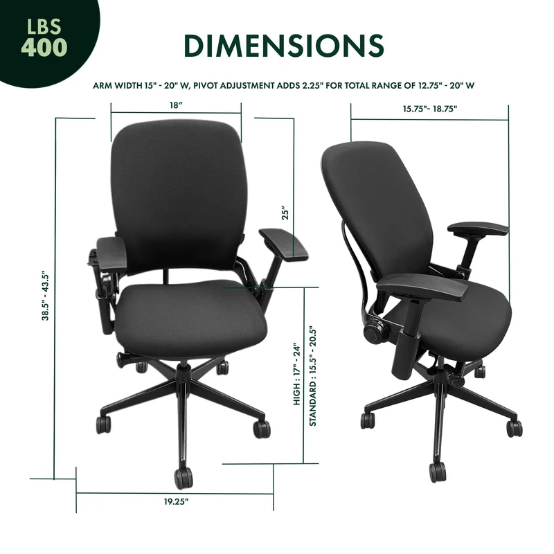 Steelcase Leap V2 Chair (Black Frame) Fully Renewed (ETA 10 Business Days)