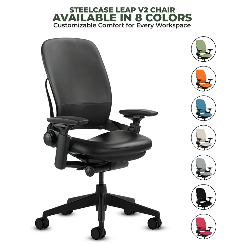 Steelcase Leap V2 Chair (Black Frame) Fully Renewed (ETA 10 Business Days)