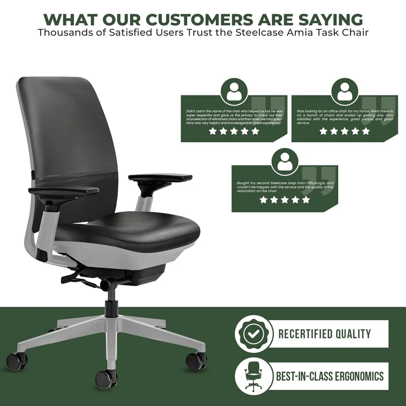 Steelcase Amia Task Chair (Platinum Frame) Fully Renewed