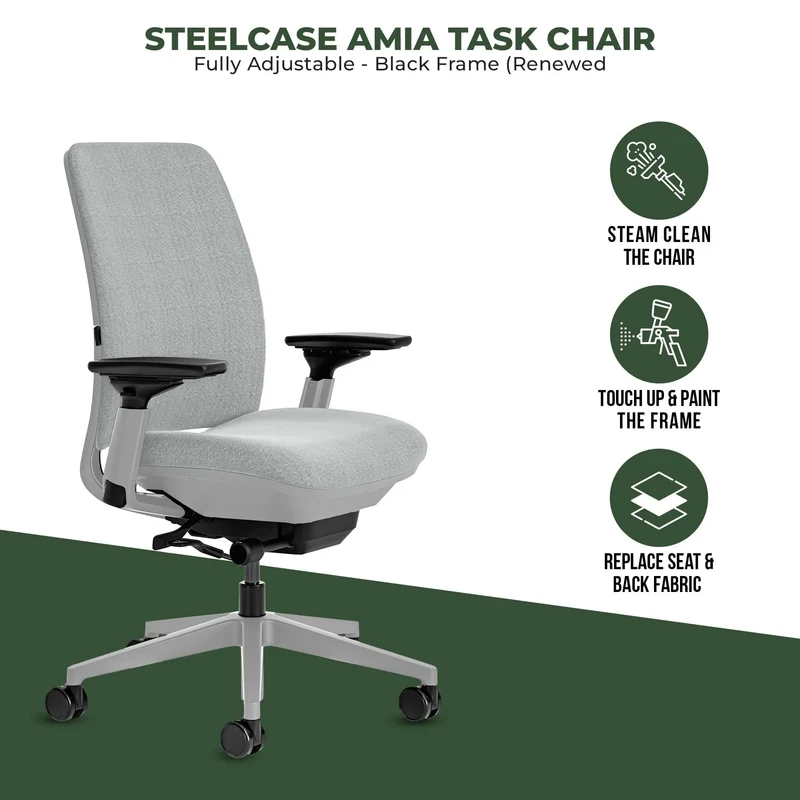 Steelcase Amia Task Chair (Platinum Frame) Fully Renewed