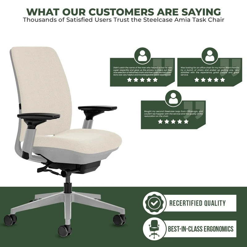Steelcase Amia Task Chair (Platinum Frame) Fully Renewed