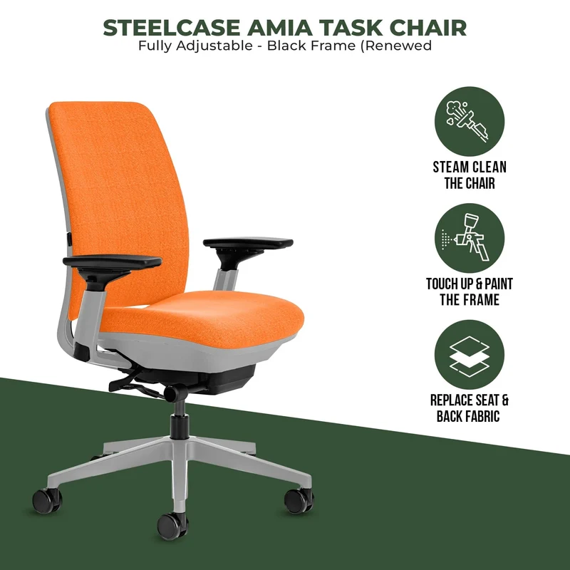 Steelcase Amia Task Chair (Platinum Frame) Fully Renewed