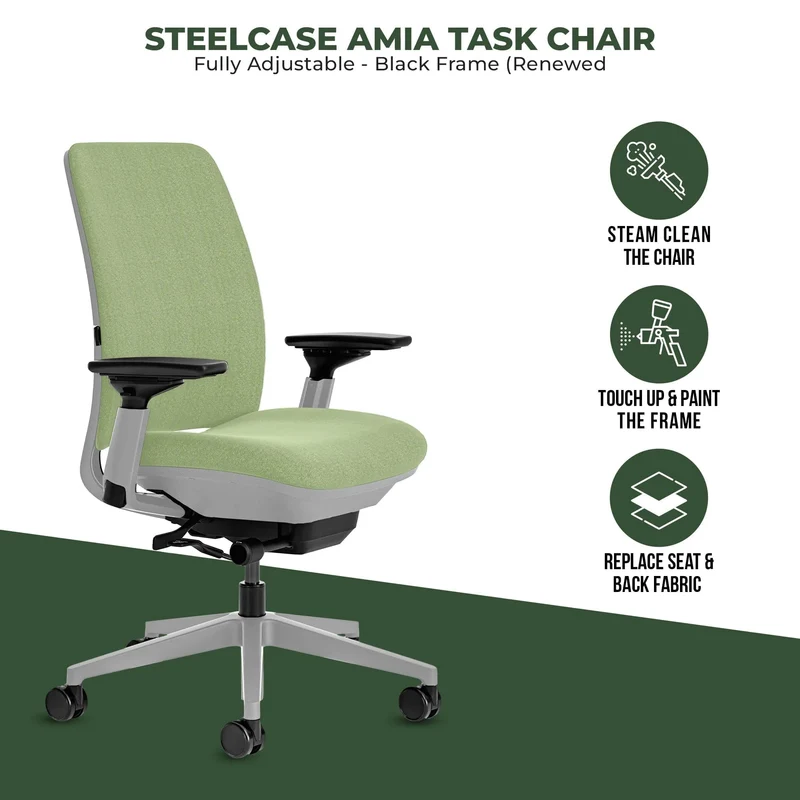 Steelcase Amia Task Chair (Platinum Frame) Fully Renewed