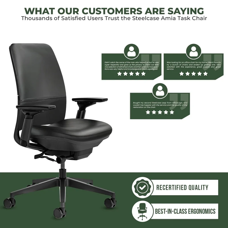 Steelcase Amia Task Chair (Black Frame) Fully Renewed