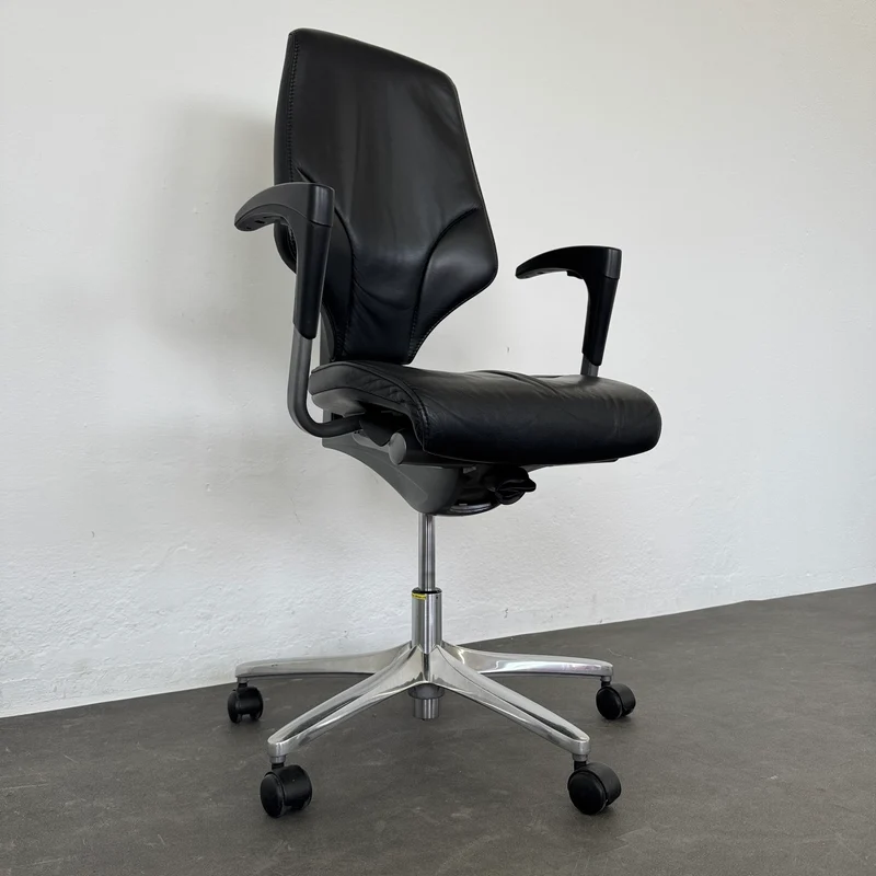 Giroflex G64 Bürodrehstuhl Leder Schwarz