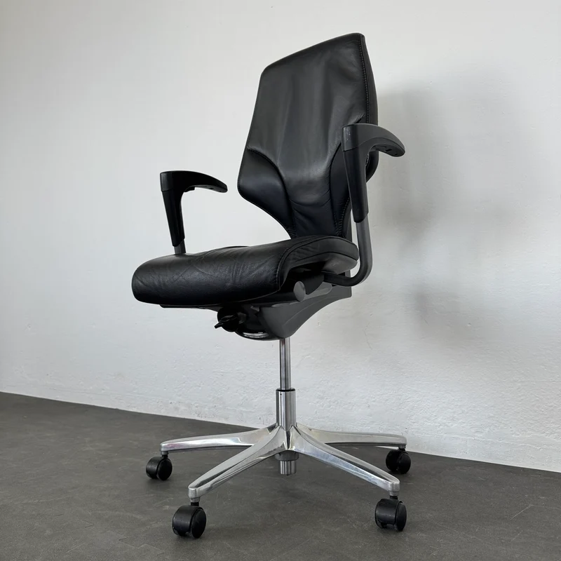 Giroflex G64 Bürodrehstuhl Leder Schwarz