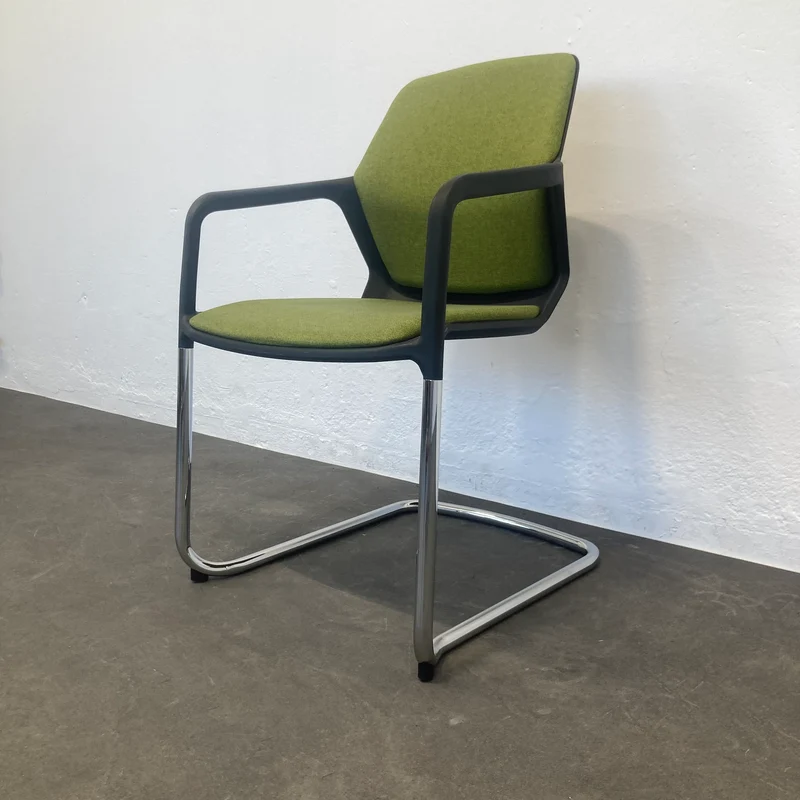 Wilkhahn 186/3 Metrik Freischwinger Stoff Olivgrün
