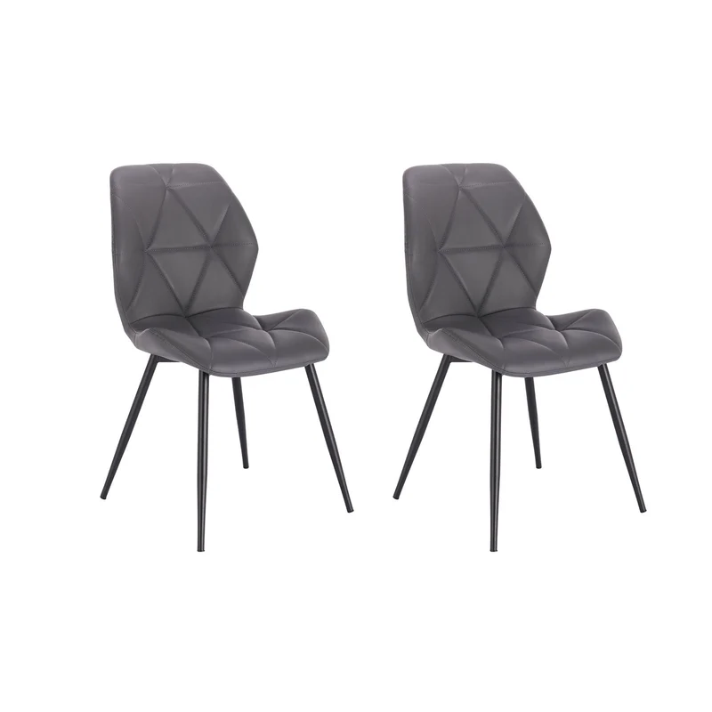 B-Ware JAMIE 2er Set Esszimmerstuhl Kunstleder Grau