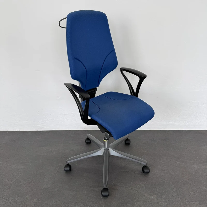 Giroflex G64 Bürodrehstuhl mit Armlehnen - Blau gemustert