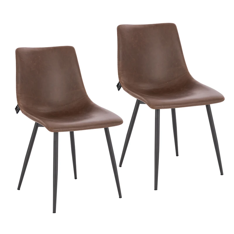 B-Ware MILES 2er Set Esszimmerstühle Kunstleder Braun